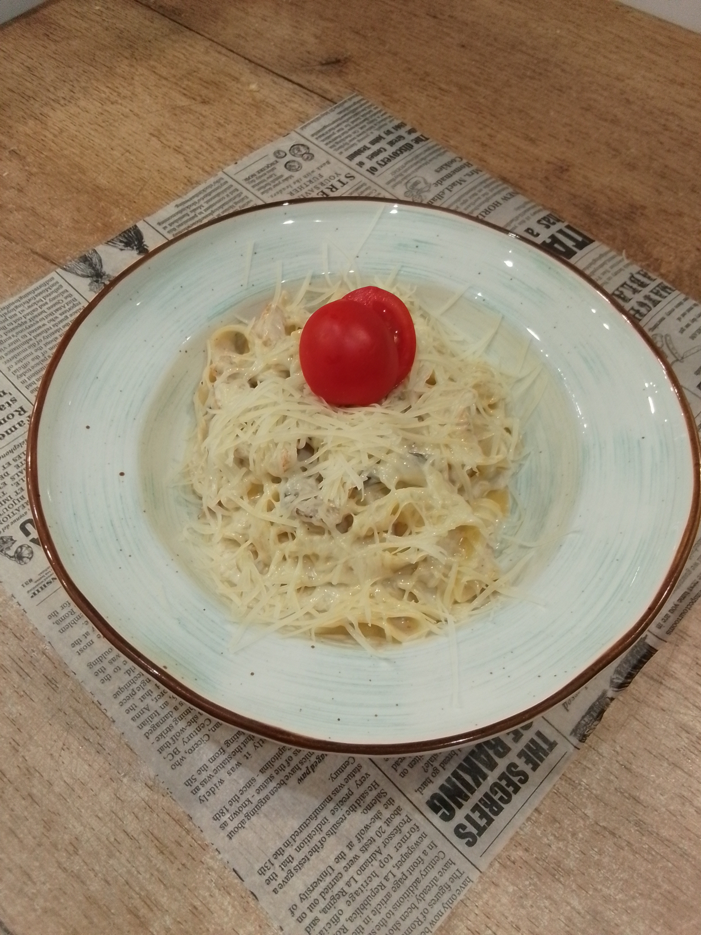 Паста Фетучини с курицейми и грибами
