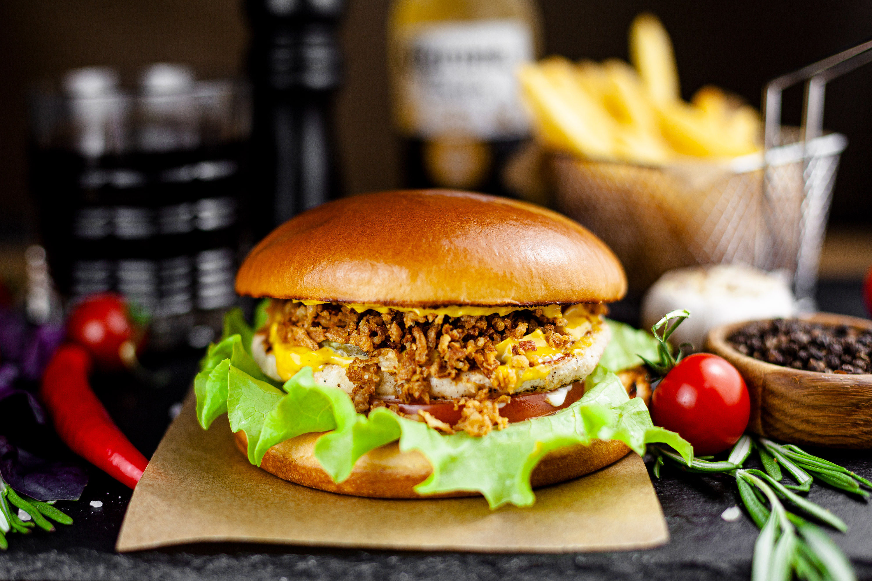 Бургер Цыпа карри и фри