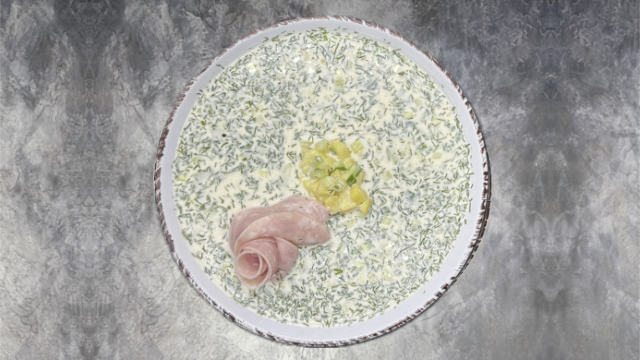 Окрошка с ветчиной