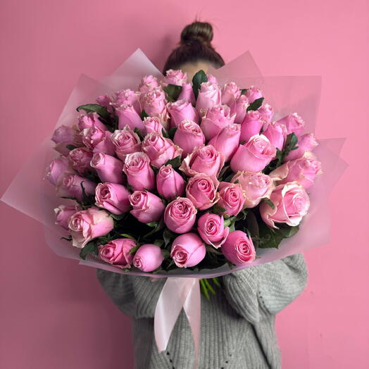 551 розовая Роза в полупрозрачной упаковке