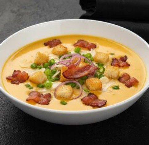 Сырный крем суп с беконом