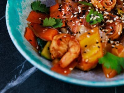 Лапша фунчоза С креветками