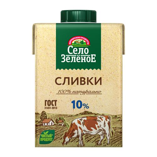 Сливки Село Зеленое стерилизованные 10% 500мл