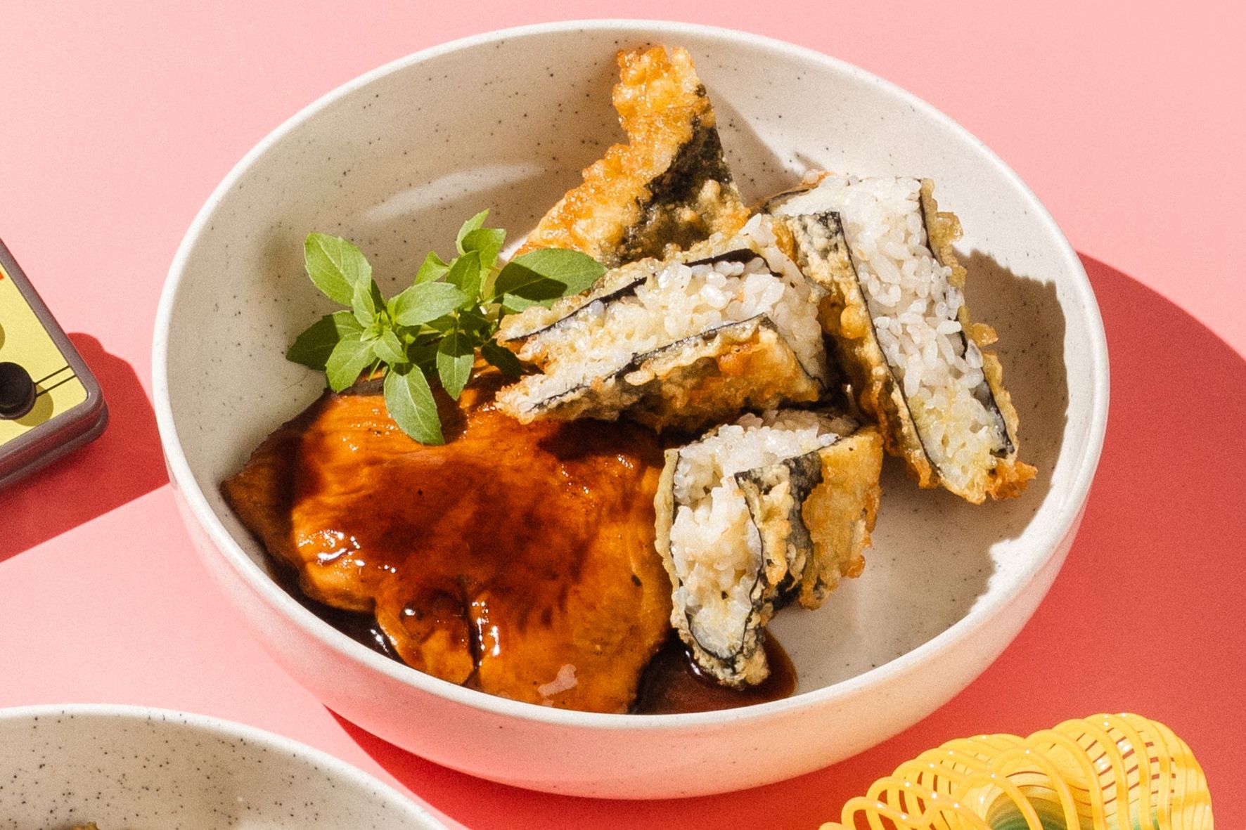 Кета в соусе терияки, с рисовым сендвичем