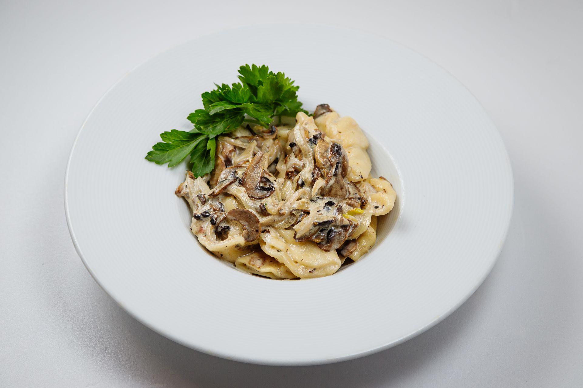 Галушки с шампиньонами