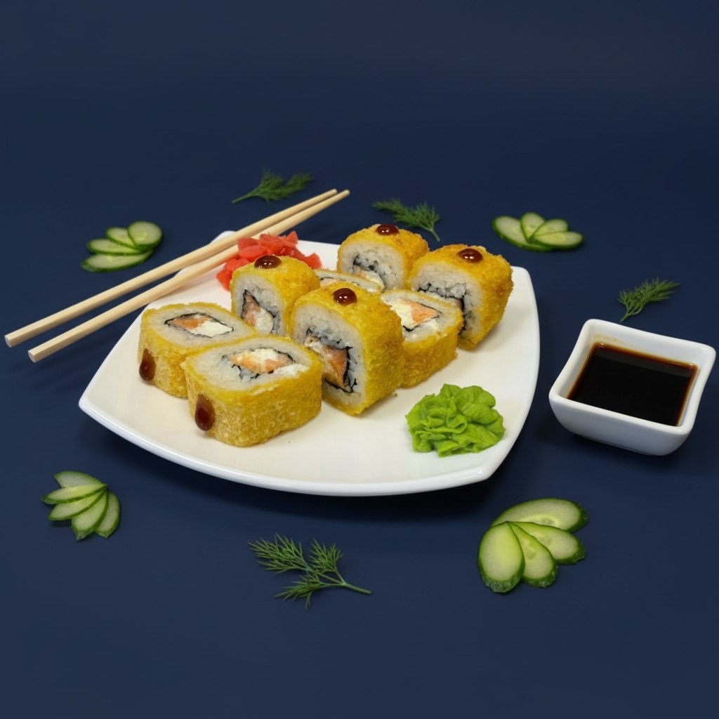 Жареный ролл сливочный с лососем