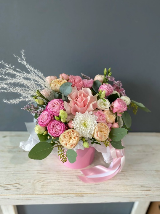 Нежнейшая коробочка с пионовидными розами