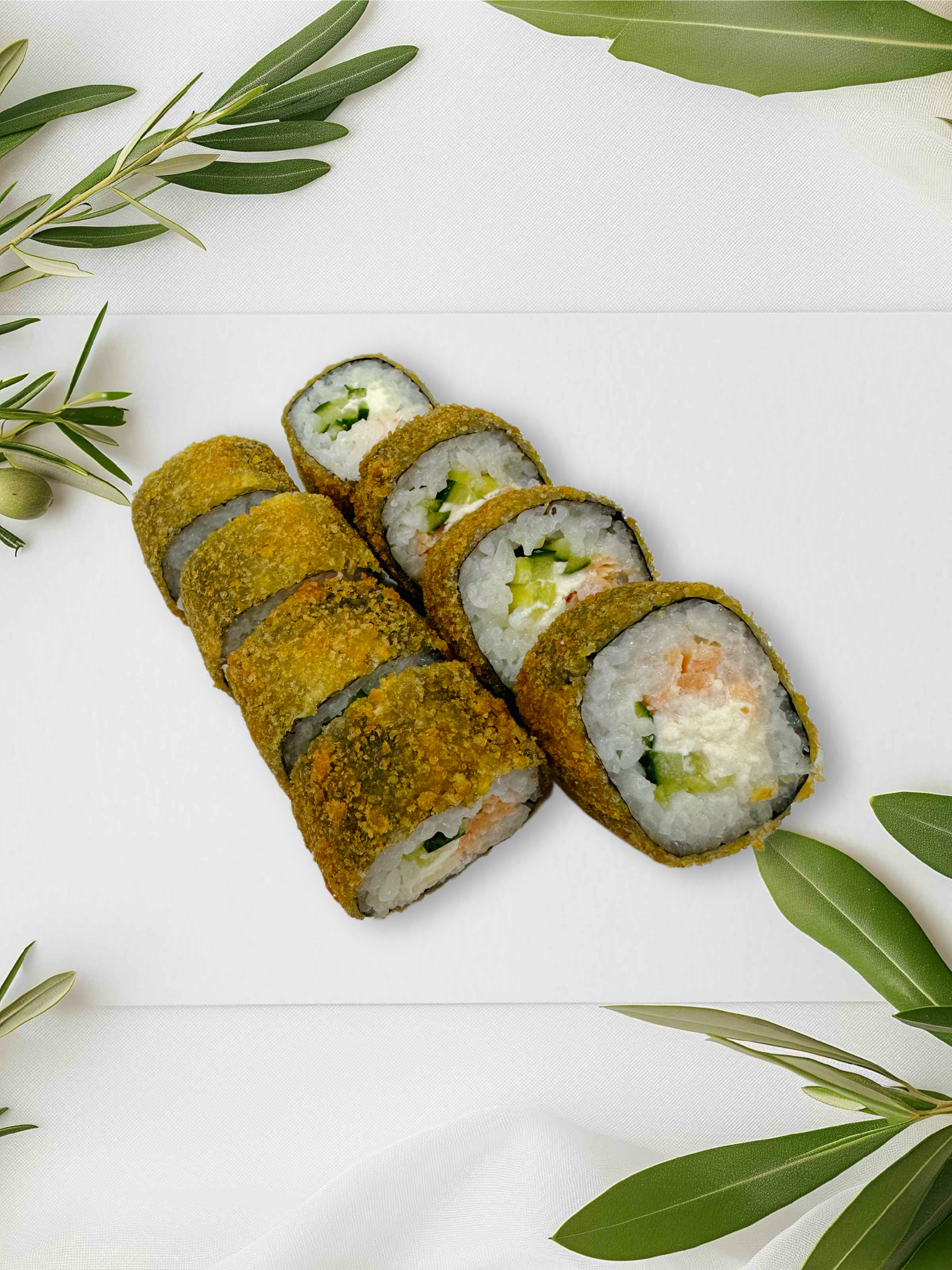 Горячий ролл с лососем терияки 