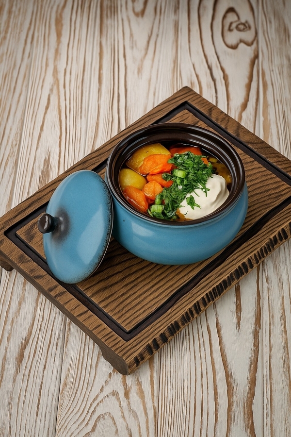 Жаркое по-грузински с курин.сердечками и печенью