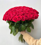 Букет 101 роза красная, красивый букет цветов 50 см, шикарный букет, букет живых цветов, Россия