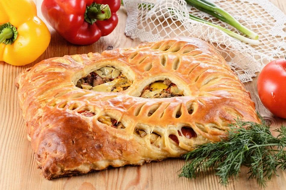 Пирог с овощами на гриле и курицей 1 кг