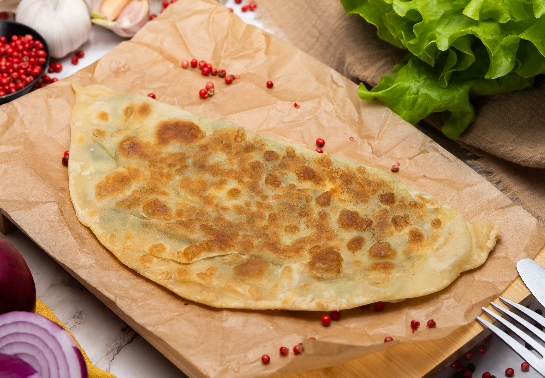Кутаб с сыром и зеленью