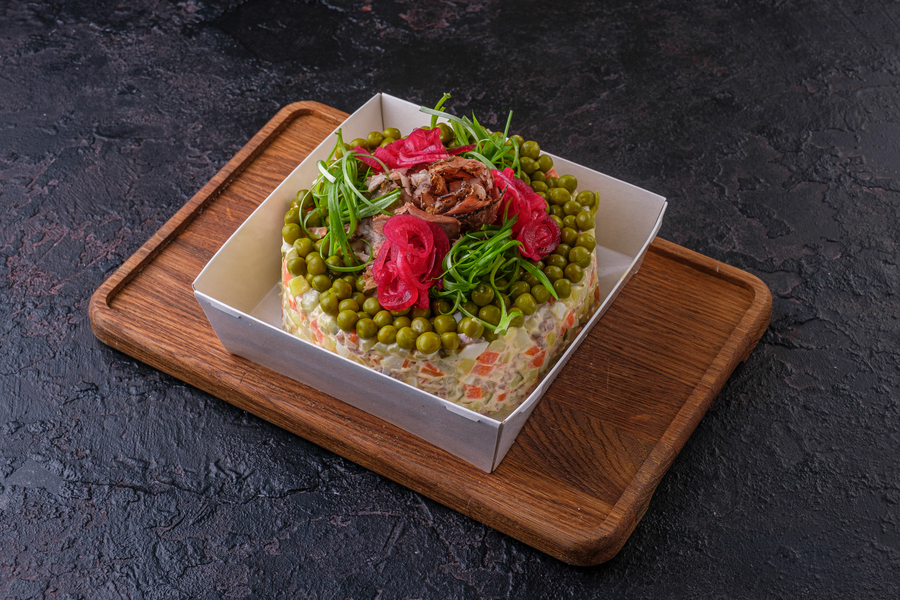 Оливье с брискетом