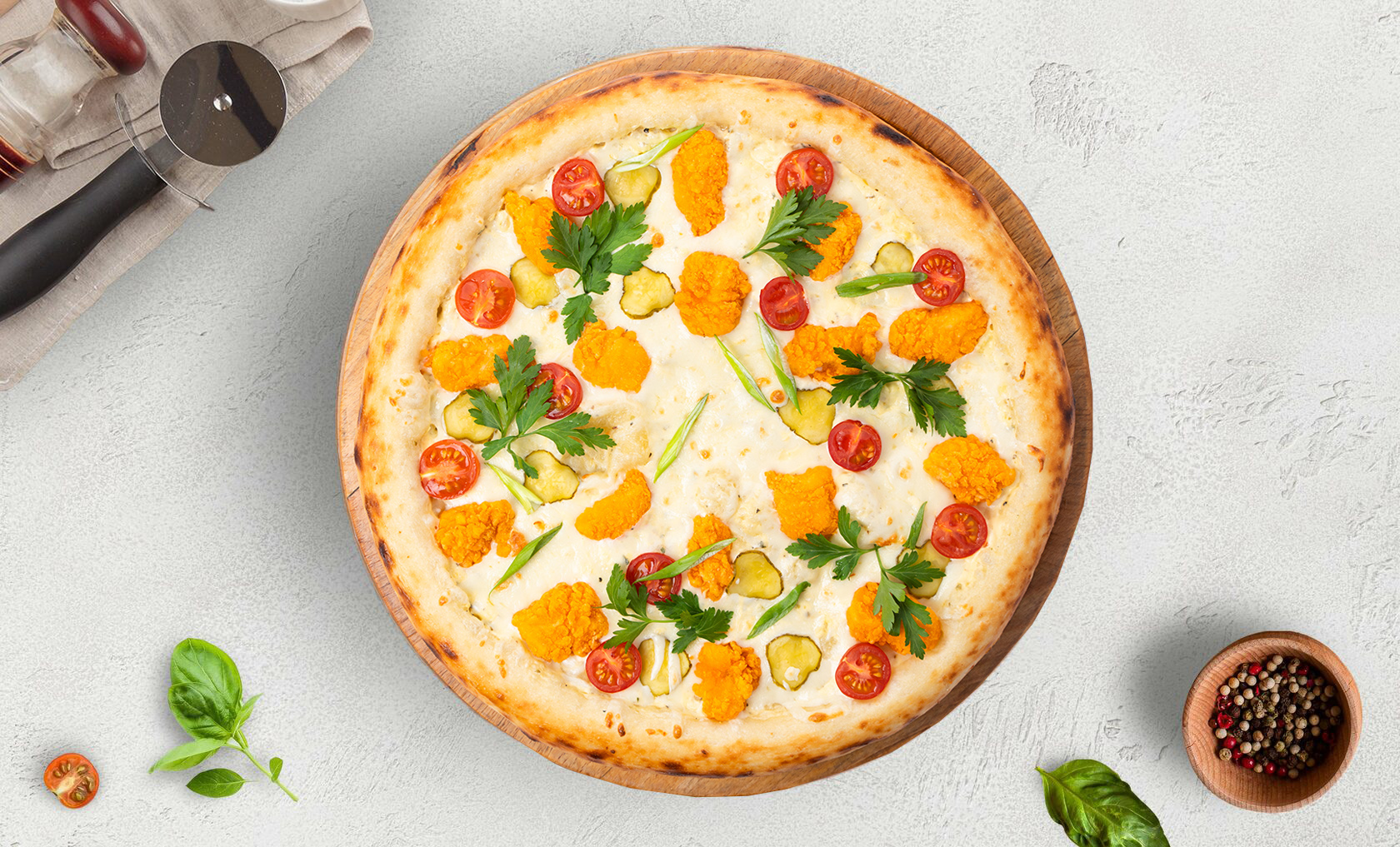 Пицца «Куриный попкорн» 30см