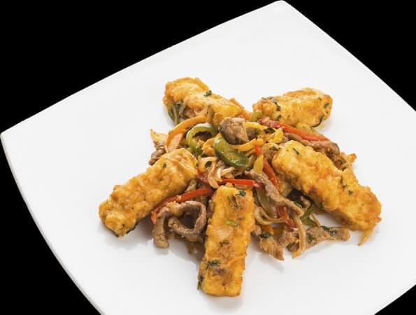ТОФУ ЖАРЕНЫЙ С МЯСОМ И ОВОЩАМИ