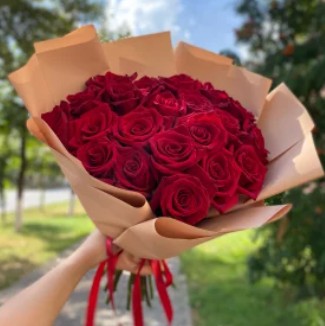 Букет "21 бордовая роза"