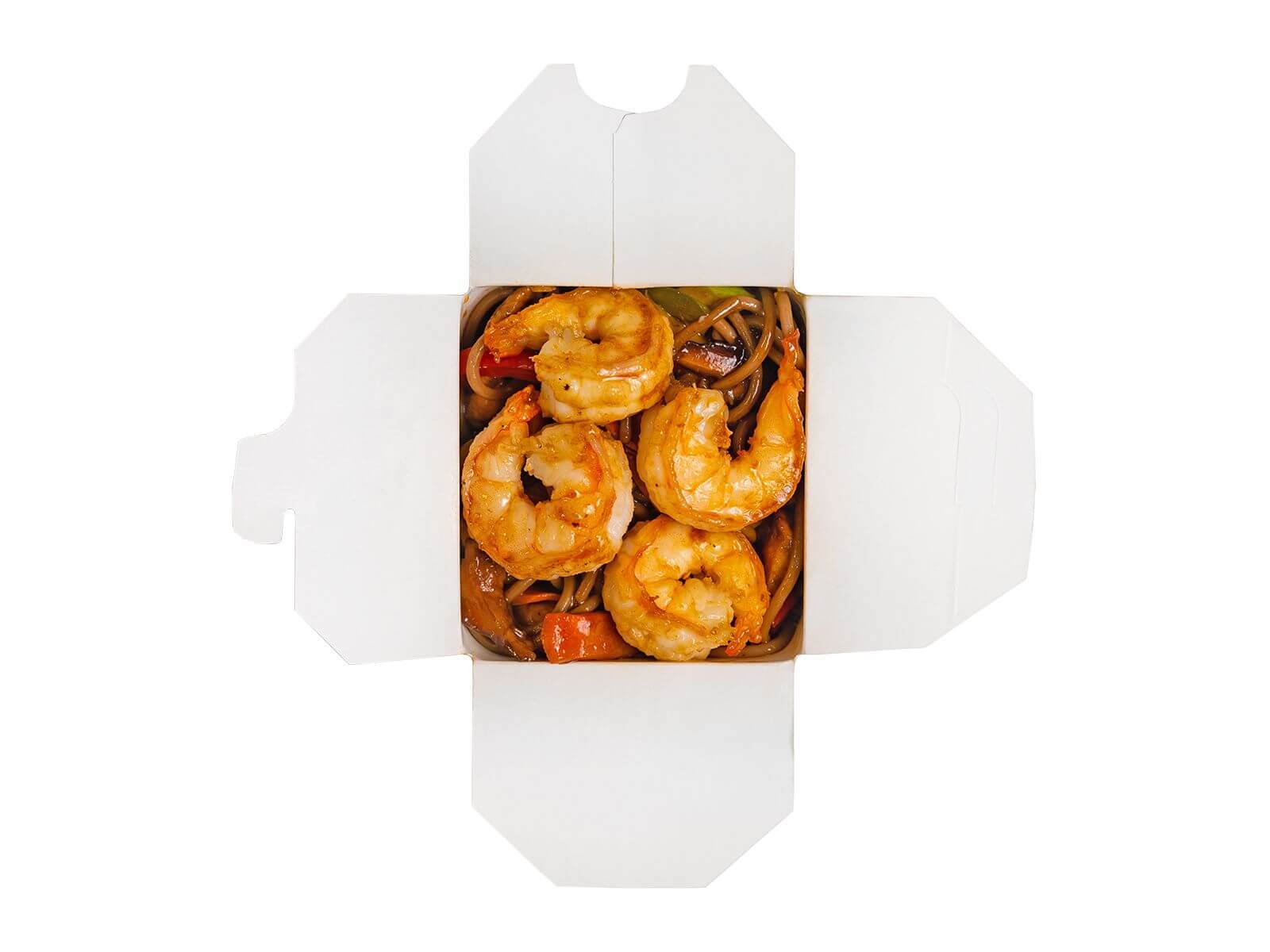 Вок кревет. с яичной лапшой и овощами