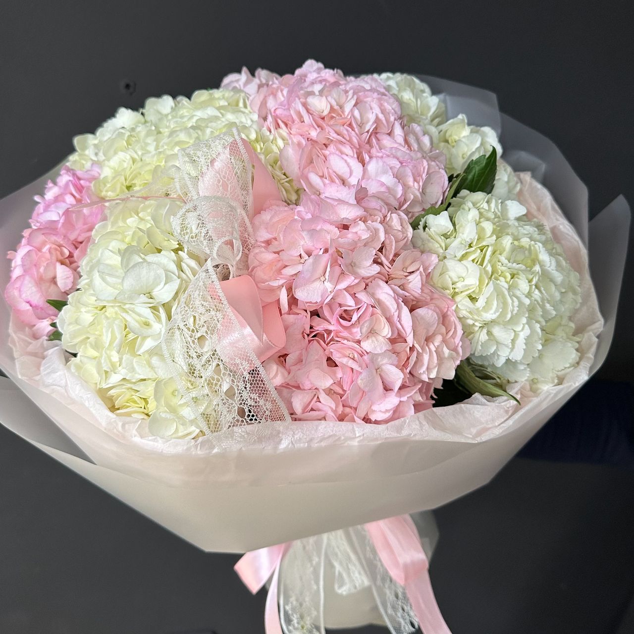 Букет из 9 гортензий микс