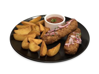 Котлеты Лю-ля с картофельными дольками