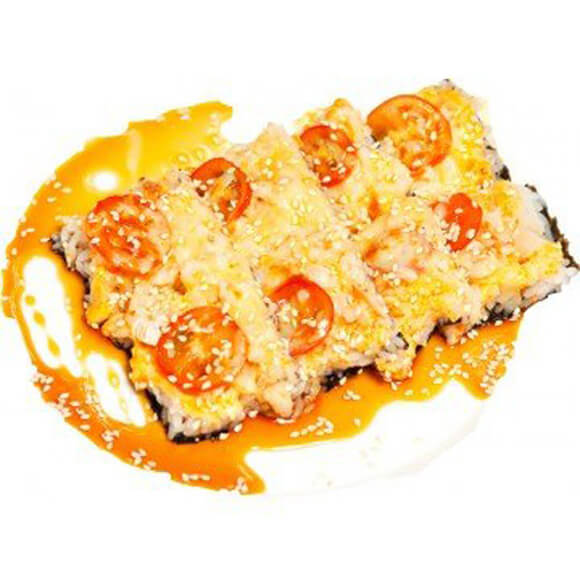 Суши-пицца с курицей и грибами
