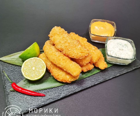 Брюшки сёмги в хруст.корочке с соусами