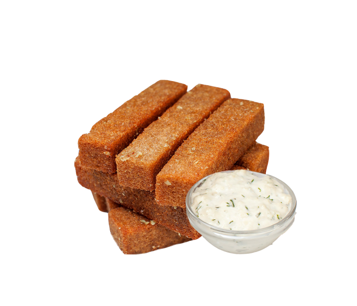 Гренки из ржаного хлеба с чесночным соусом Д