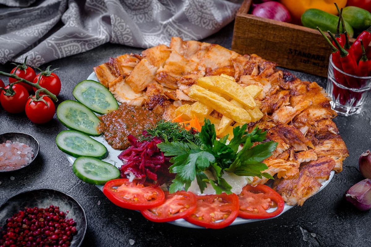 Шаурма куриная на тарелке