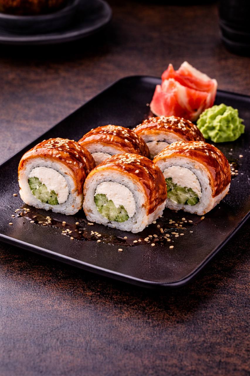 Филадельфия с угрем половинка,4 кус.