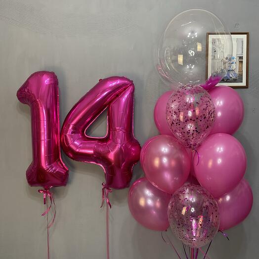 Розовые шарики на 14 лет