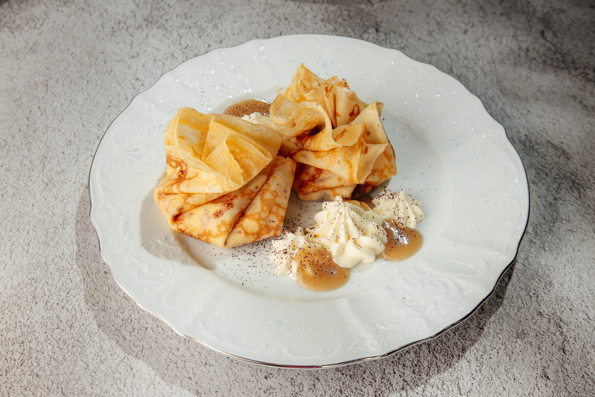 Блины с творожным кремом