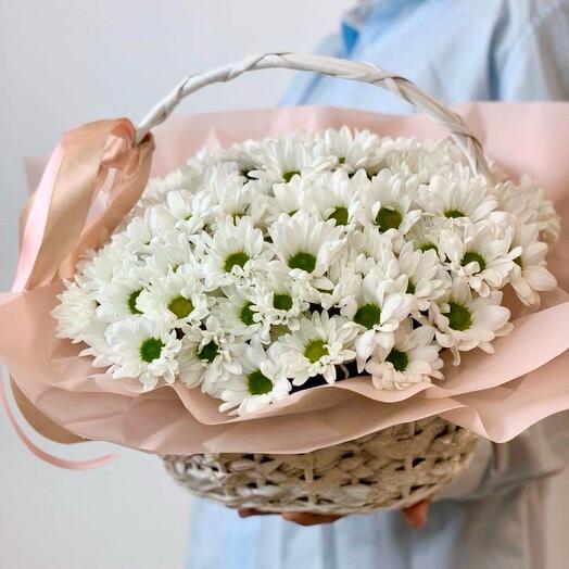 Композиция «Луна» из хризантемы ромашки