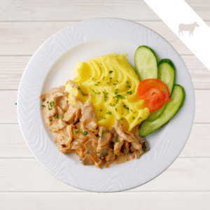 Бефстроганов из говядины с шампиньонами