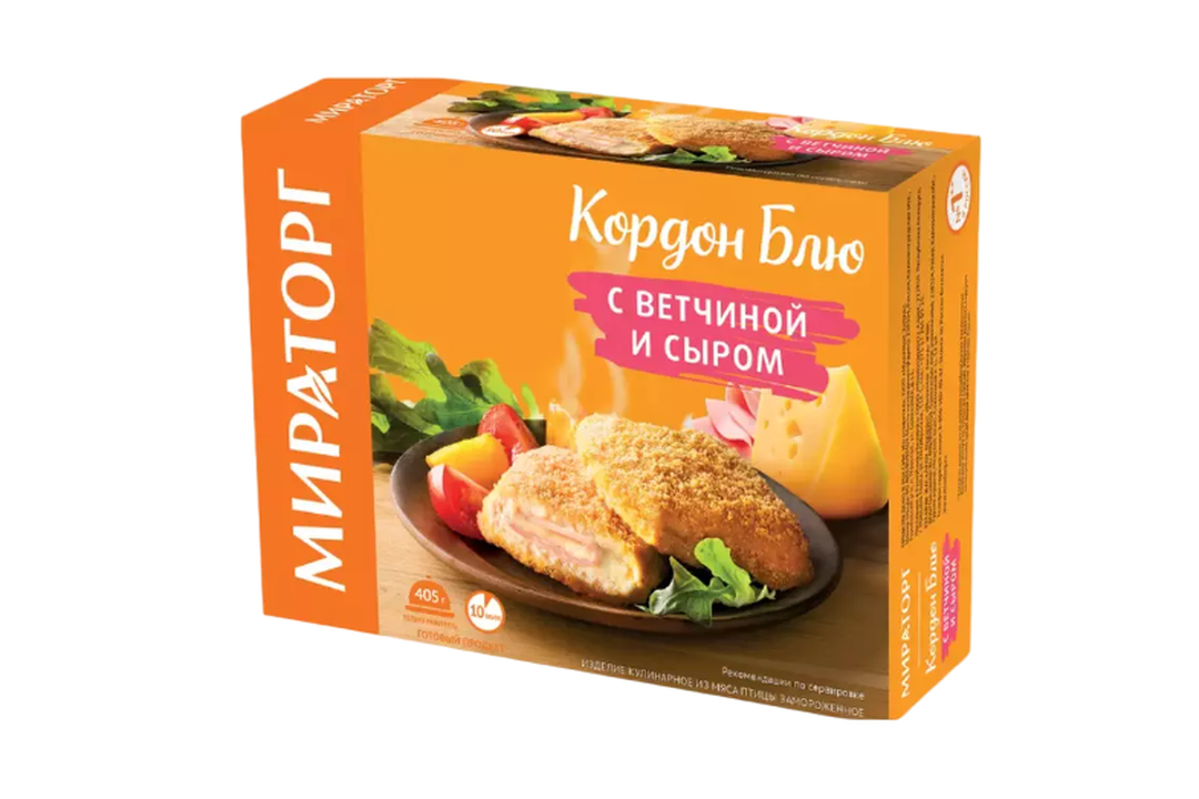 Кордон блю Мираторг с ветчиной и сыром 405 г(Продукт замороженный)