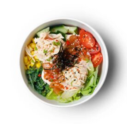 Поке с лососем и снежным крабом в соусе спайси