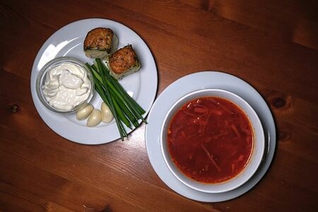 Борщ с гусятиной