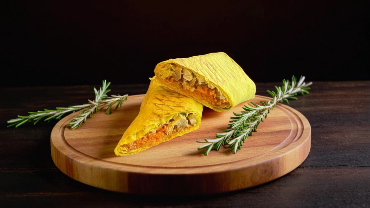 Шаурма в сырном лаваше с курицей
