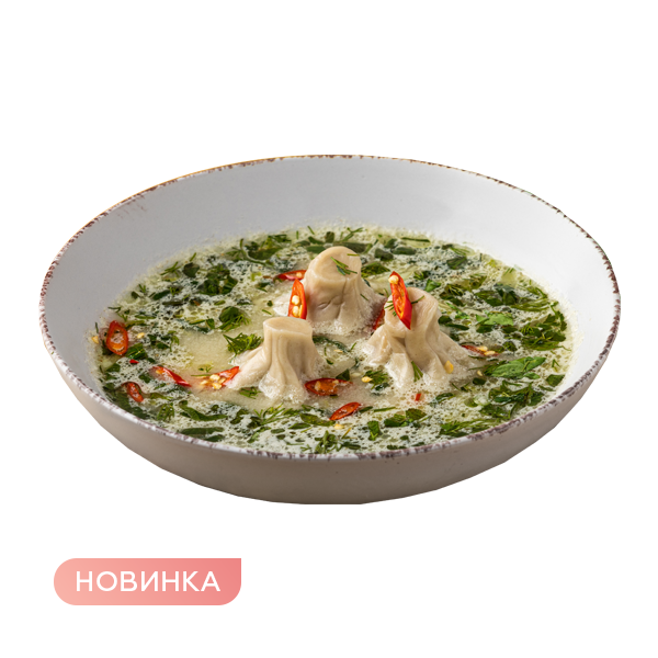 Куриный бульон с мацони и мини хинкали