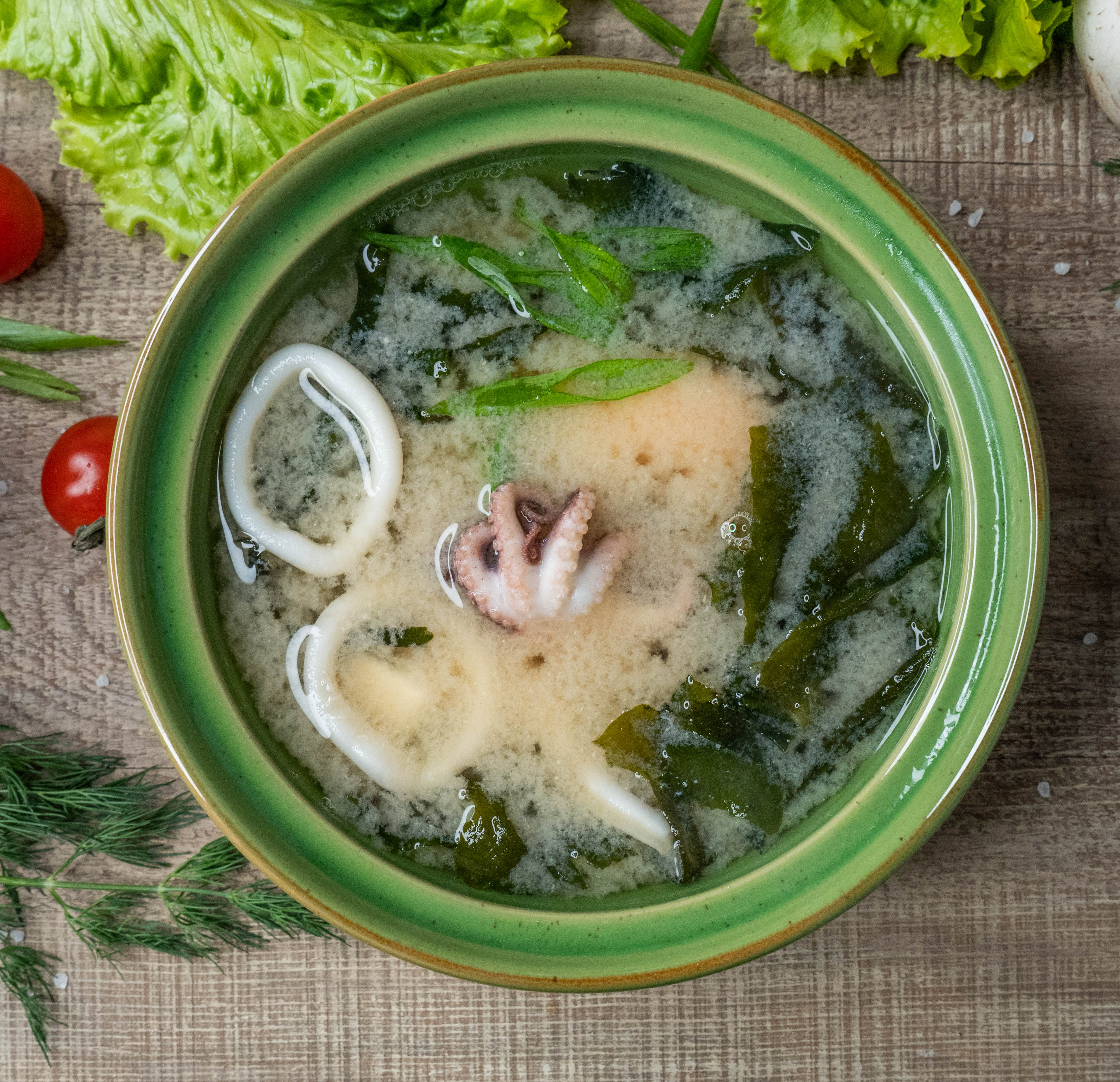 а Мисо суп с морепродуктами
