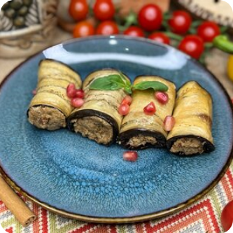 Баклажанные рулетики с орехами