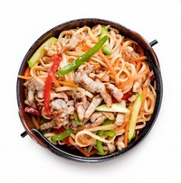 Удон с овощами в соусе терияки с курицей