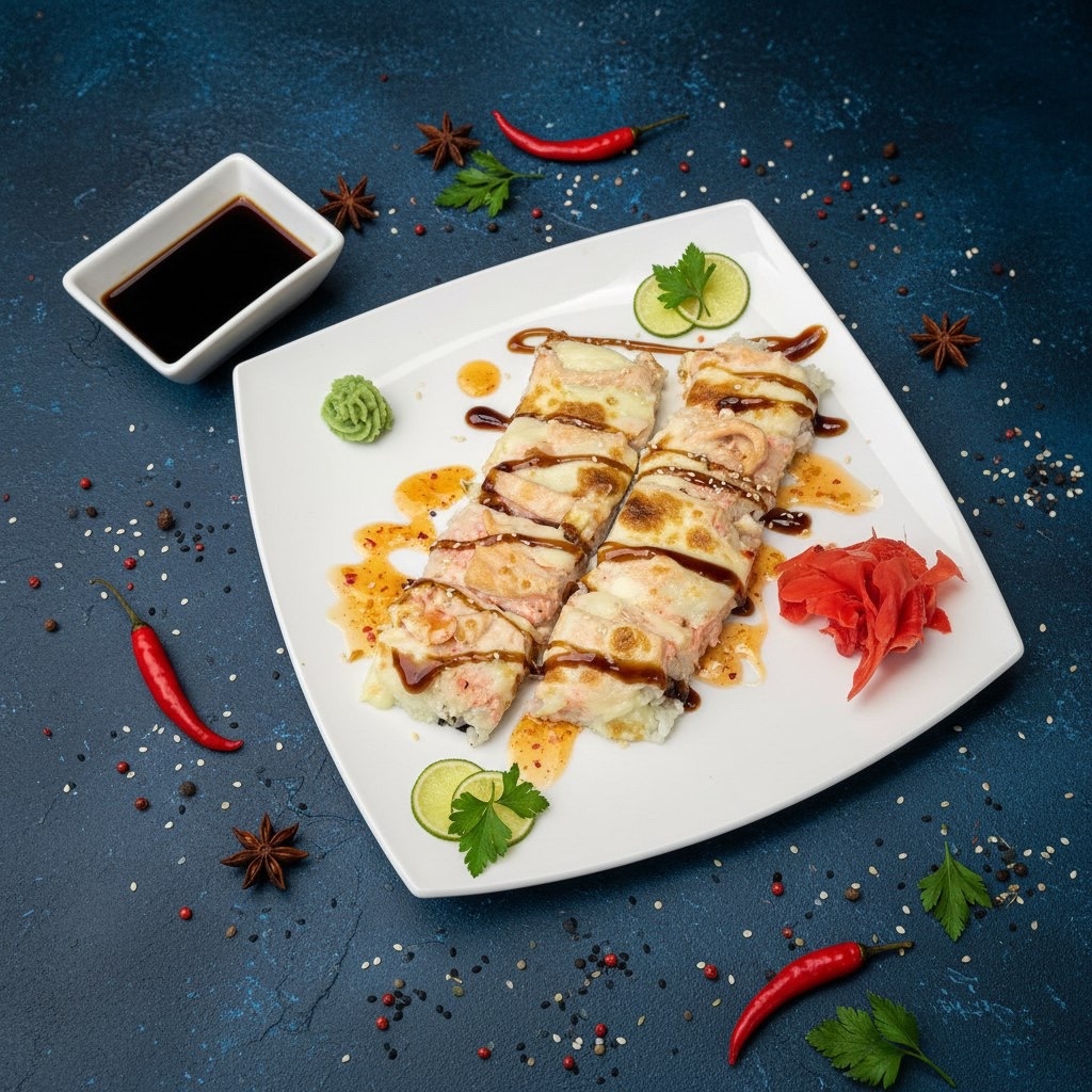 Суши-пицца с креветкой