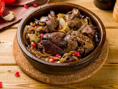 Куриная печень по-грузински