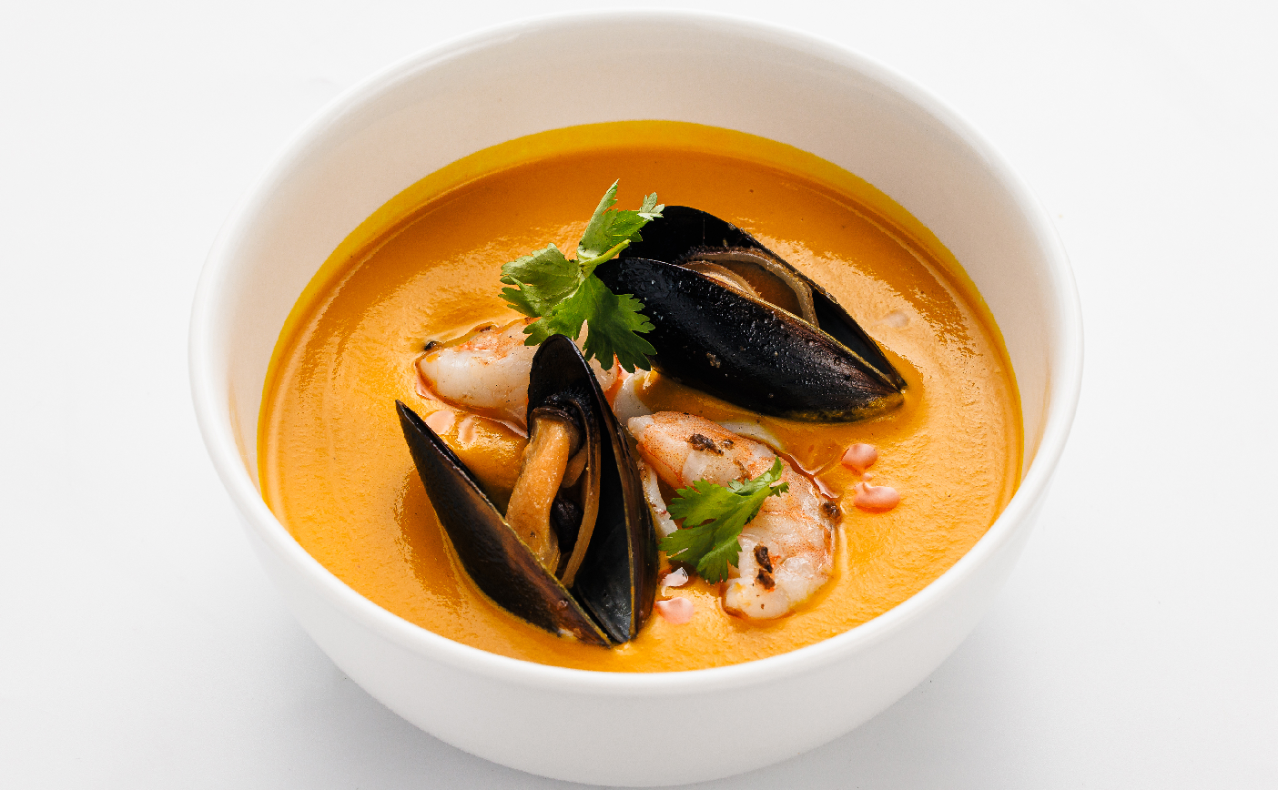 Тыквенный суп с морепродуктами