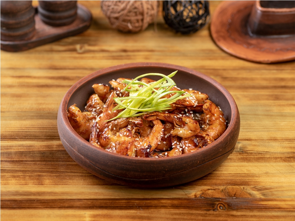 Креветки тигровые в пикантном соусе