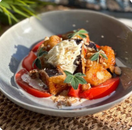 Салат с хрустящими баклажанами