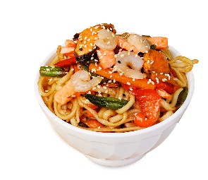 Wok с морепродуктами (пшеничная лапша)