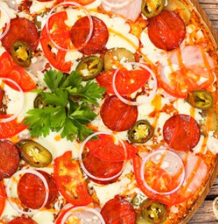 Пицца Огонь 33 см на тонком тесте