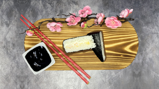 Онигири сырная креветка (соус грибной)