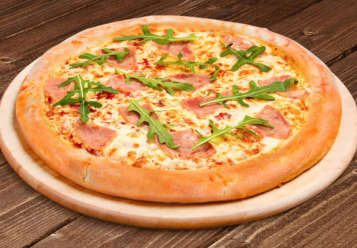 Пицца с ветчиной и рукколой 30 см на тонком тесте