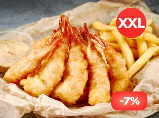 Комбо Креветки тигровые, фри и соус XXL